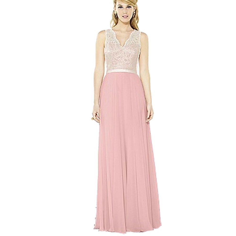 White lace and blush chiffon dress size 12 - casual wedding